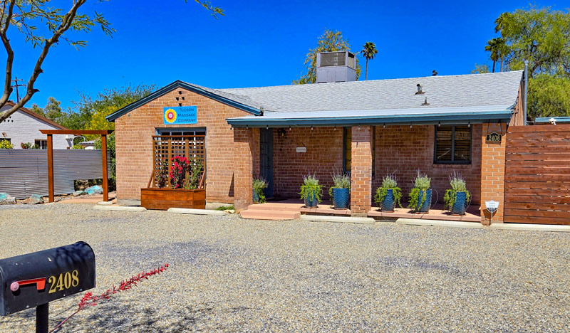 Couples massage at Tucson Massage 2408 N Loretta Drive building and parking lot