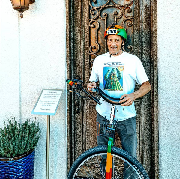 sports massage in Tucson at our Broadway location after tour de tucson on a unicycle